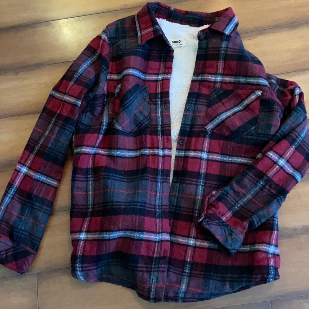 Sherpa lined plaid shacket